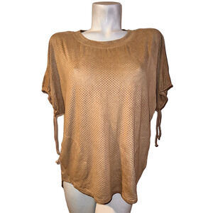 Zenergy by Chico's Top Size S (0) Camel Sophie Perforated Faux Suede Hi-Lo Shirt